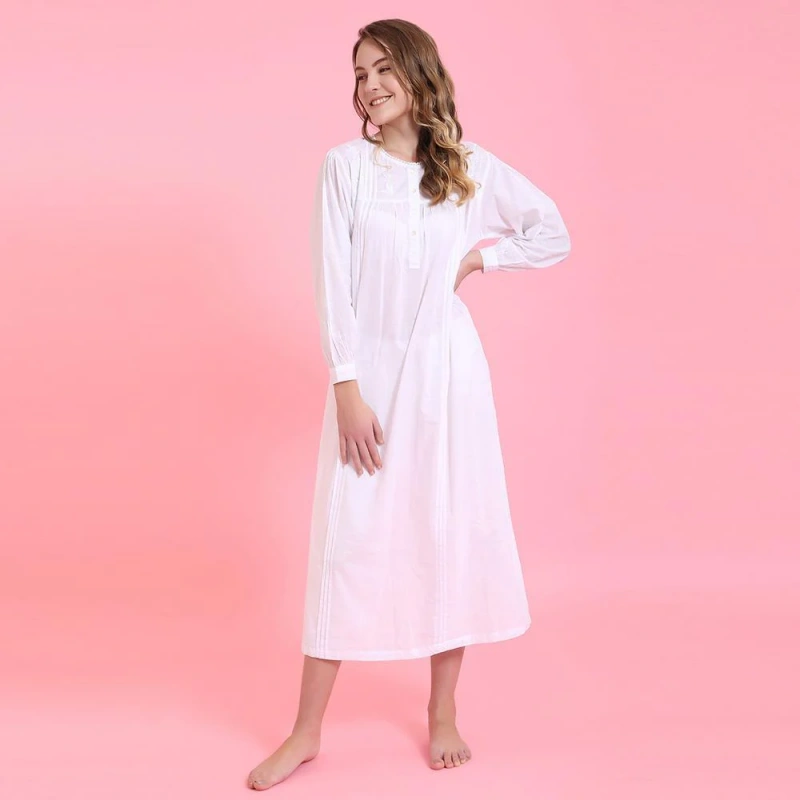 white long sleeve nightgown