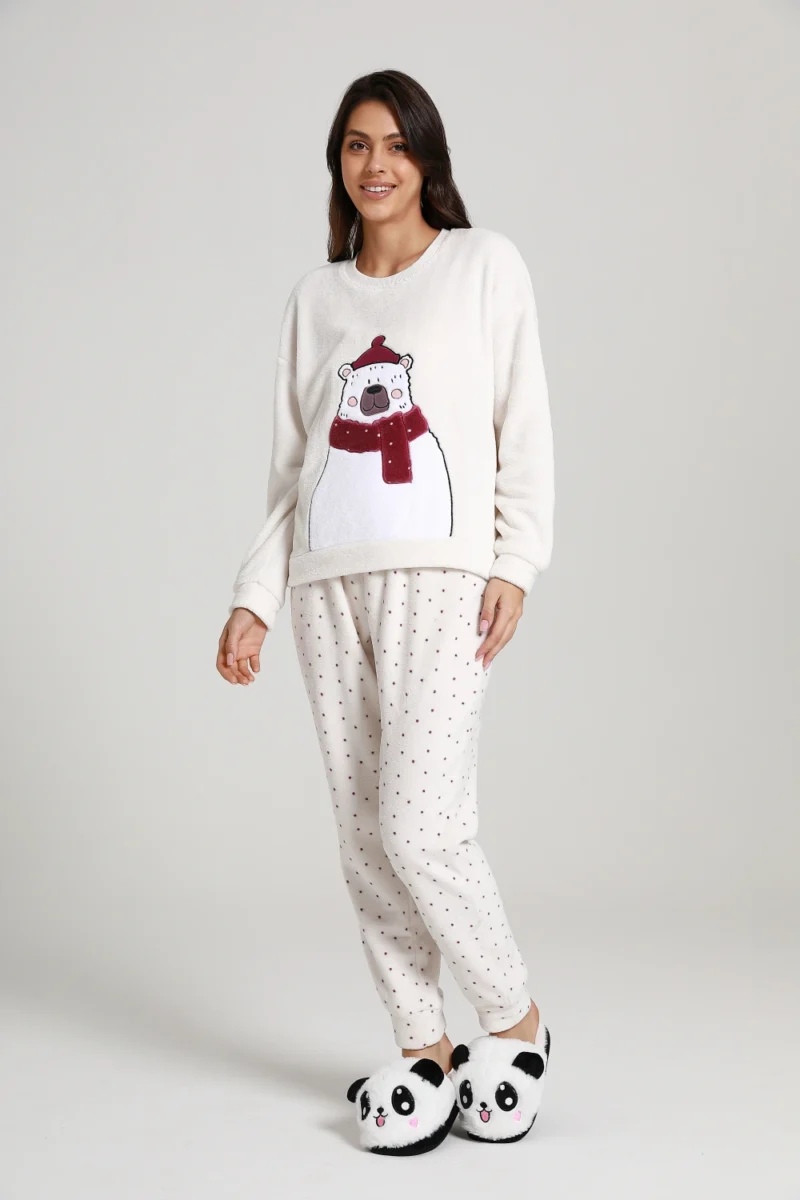 pyjama en flanelle polaire corail