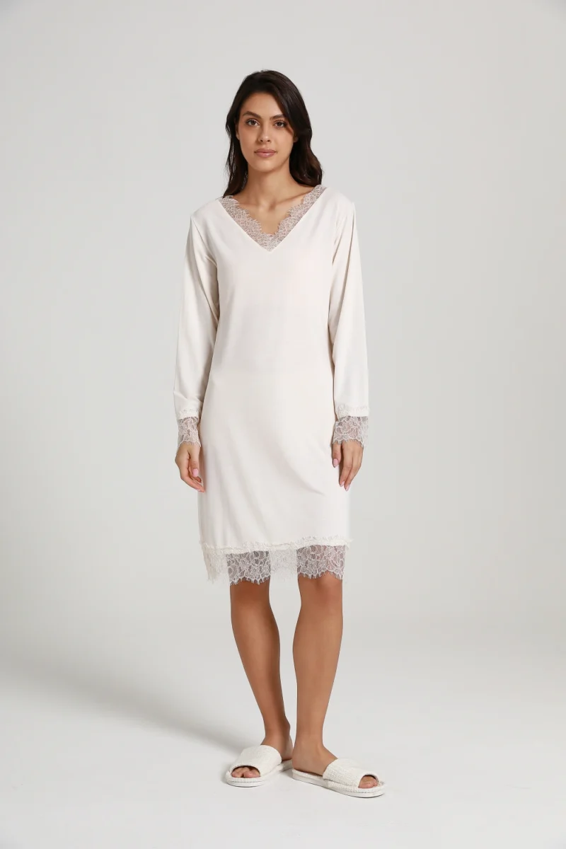 long sleeve lace nightgown