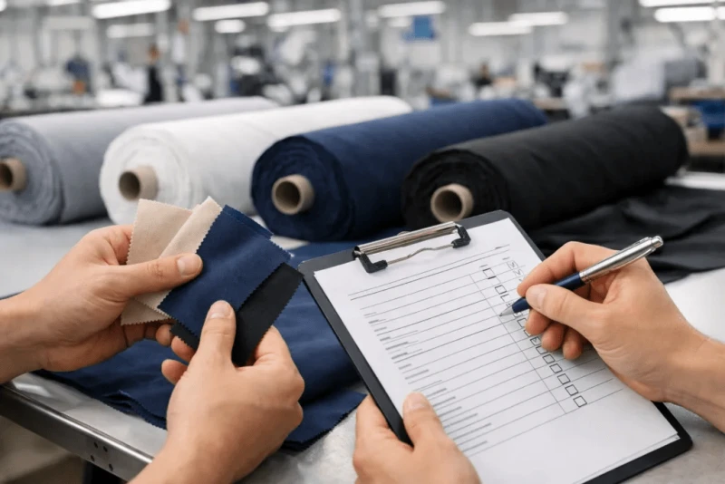 inspect fabric and trims before cutting