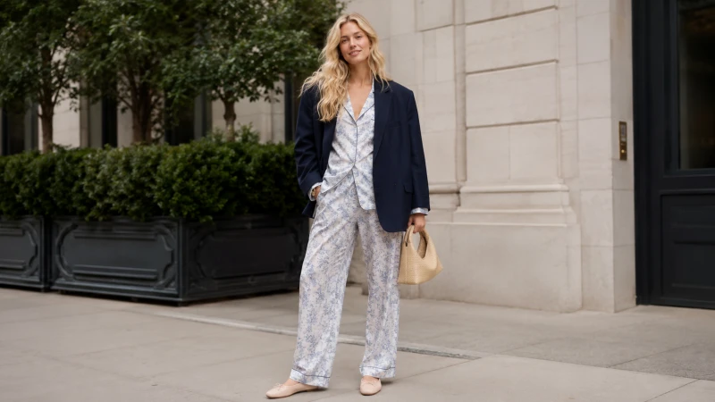 matching pajama set and oversized blazer