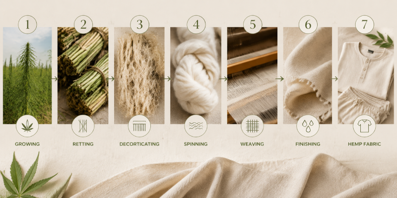 the 7 stages of hemp fabric production